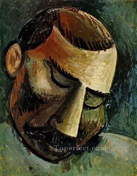 Pablo Picasso Painting - Cabeza de hombre 2 1908 Pablo Picasso